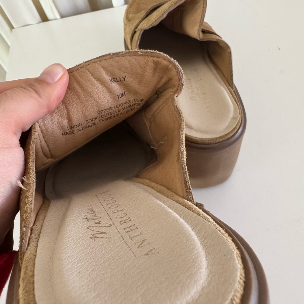 Anthropologie Matisse Kelly Tan Suede Platform Mules Loafers Size 10 - Picture 8 of 8